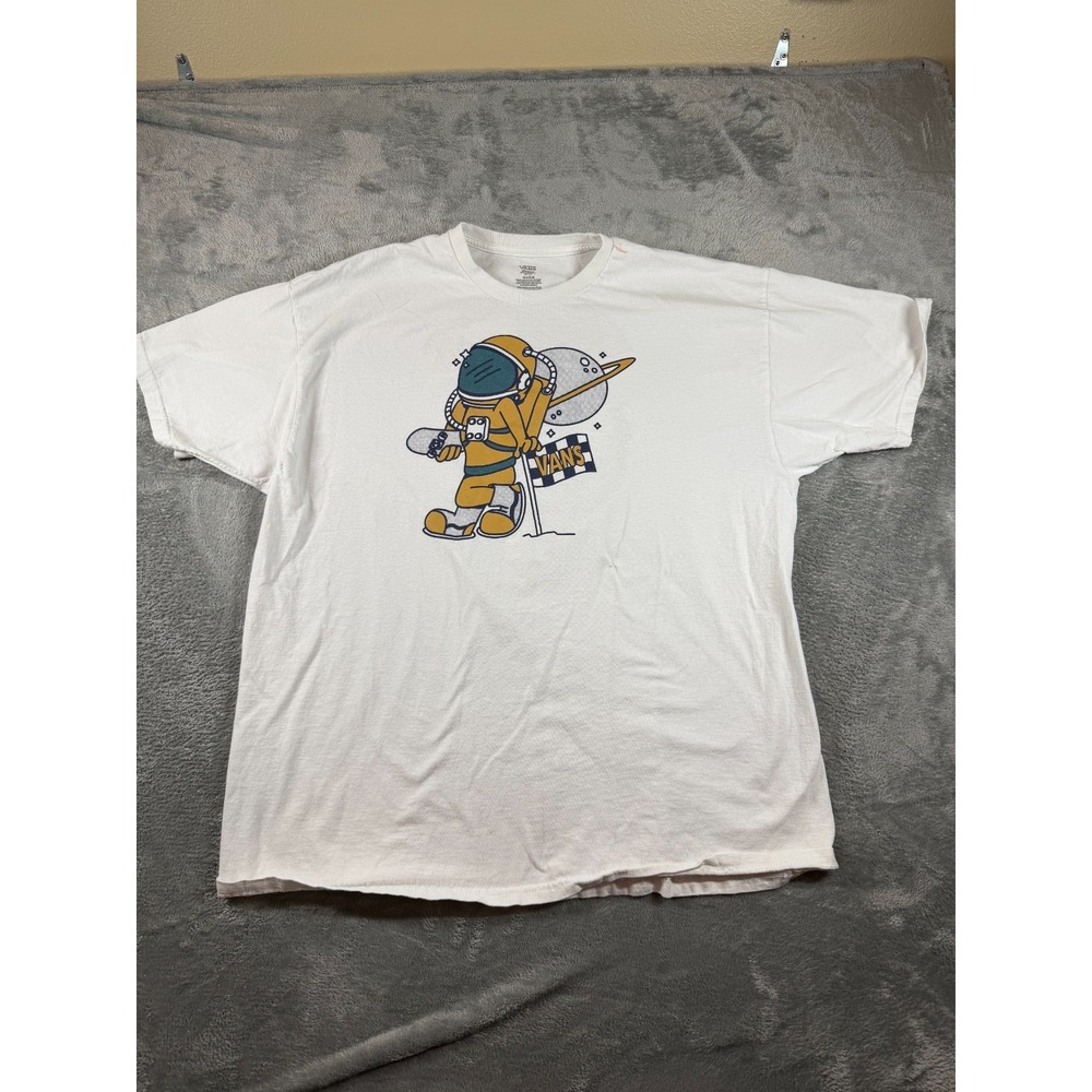 Vans Off The Wall Astronaut Skater T Shirt XL White Retro Graphic Skateboard Tee